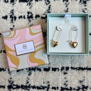 House of Harlow 1960 - Gold Heart Drop Earrings